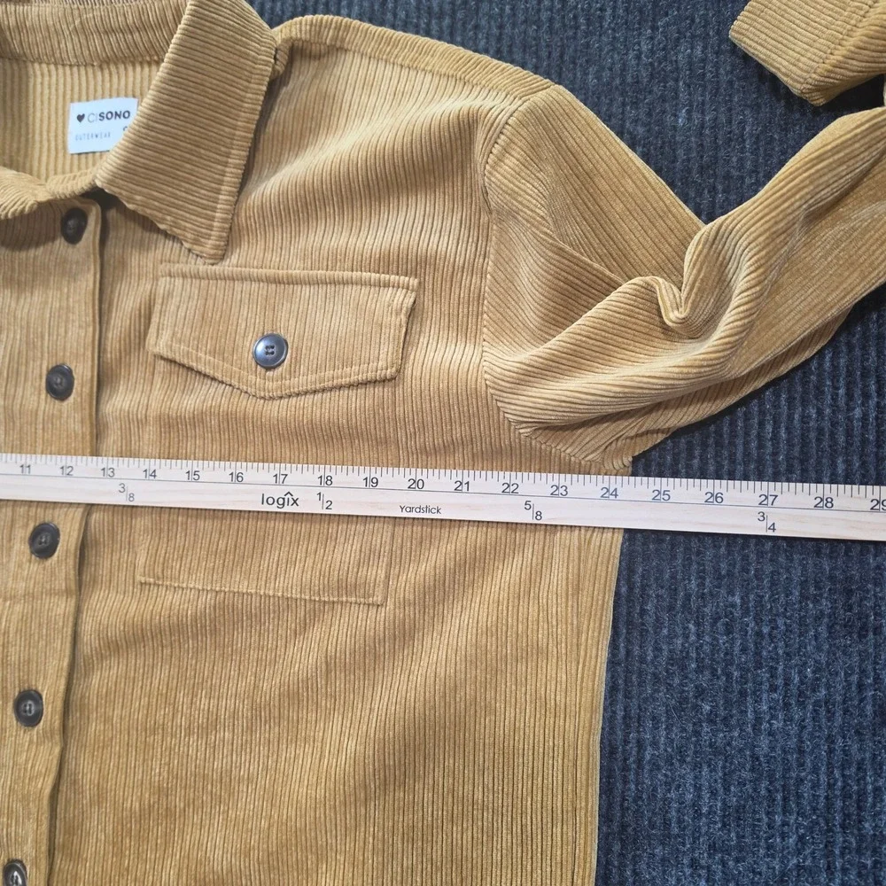 Cisono Corduroy Shirt Jacket Womens Small Cognac Excellent Button Up Shacket